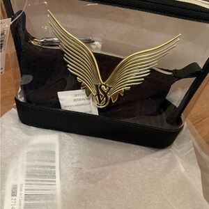 Victoria's Secret Black and Gold Logo Pouch